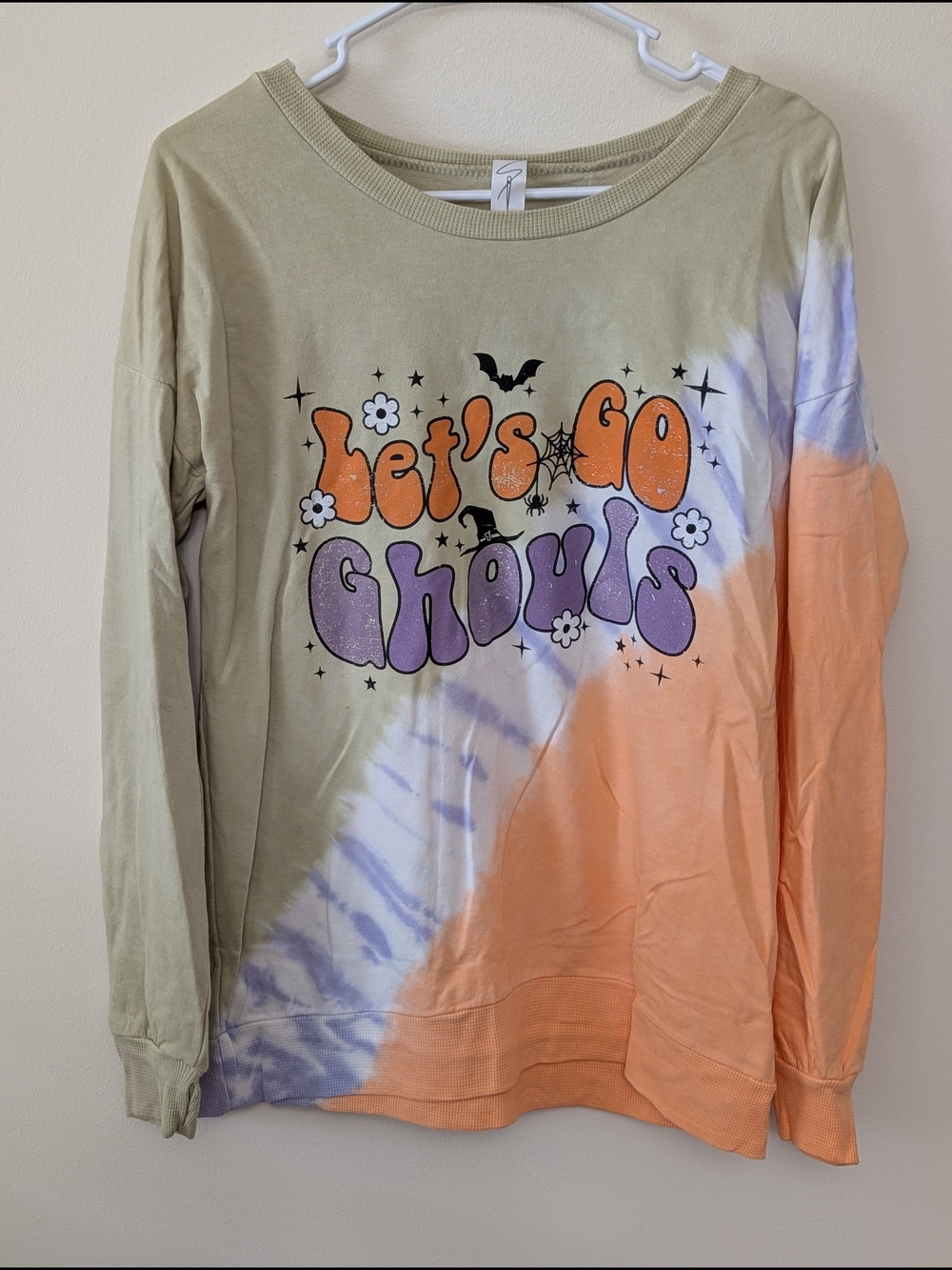 Sew in Love Women's "Let's Go Ghouls" Orange/Tan/Purple Lightweight Sweatshirt S